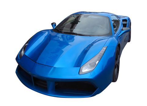 Scale model of luxury sport car isolated on white. Photo with clipping path.