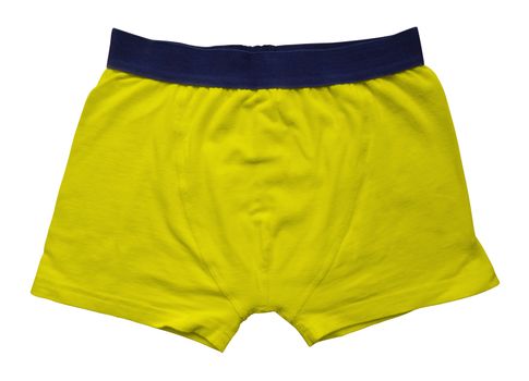 Yellow male underwear isolated on white background. Clipping path included.