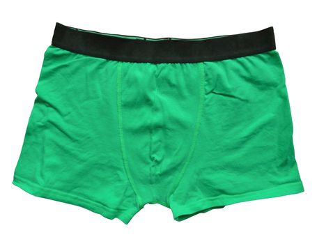 Green male underwear isolated on white background. Clipping path included.