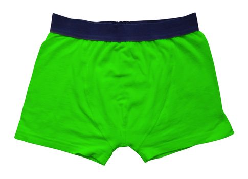Green male underwear isolated on white background. Clipping path included.
