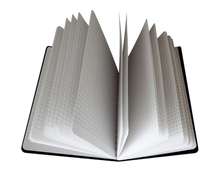 Opened notebook isolated on a white. Clipping path included.