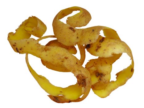 Potato peel isolated on white. Photo with clipping path.