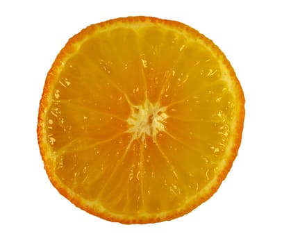 Round Orange Slice isolated on white. Photo with clipping path.
