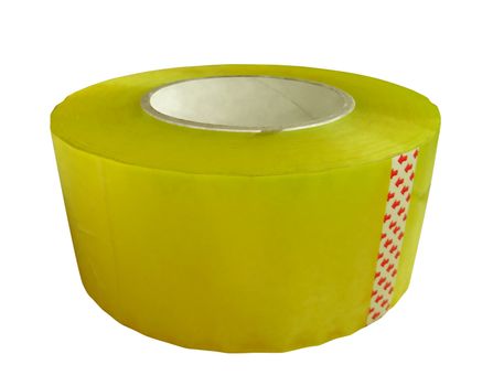 Roll of adhesive tape isolated on white. Photo with clipping path.