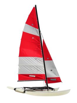 Sailing Catamaran isolated on white background. Photo with clipping path.