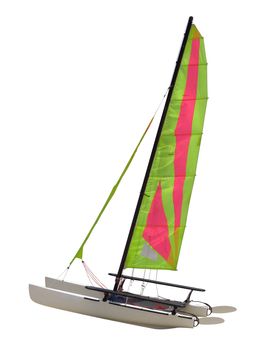 Sailing Catamaran isolated on white background. Photo with clipping path.