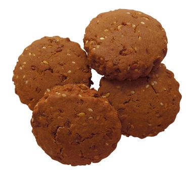 Rye cookies isolated on a white. Clipping Path included.