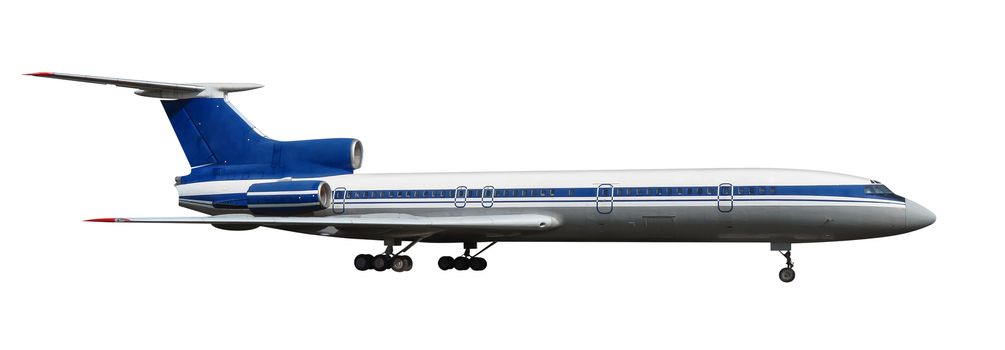 Scale model of old Tu-154 is a Soviet airlifter designed by the Tupolev design bureau. Photo with clipping path.