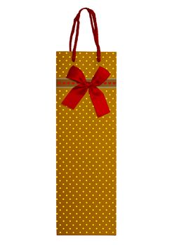 Yellow shopping bag isolated on white. Clipping Path included.