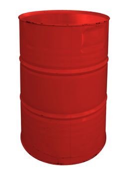 Single red metallic barrel, isolated on white background. Clipping Path included.