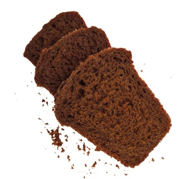 Slices of rye bread with linseeds and sunflower seeds isolated on white. Clipping Path included.