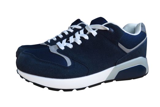 Blue sneakers isolated on white. Clipping Path included.