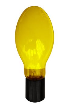 Yellow Electric Bulb isolated on white. Clipping path included.