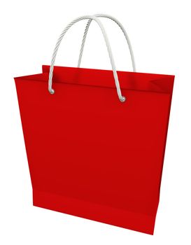3D rendering of red shopping bag isolated on white