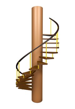 3D rendering of modern spiral staircase isolated on white