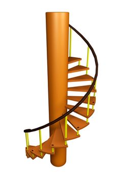 3D rendering of modern spiral staircase isolated on white