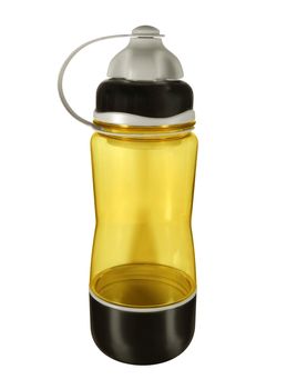 Yellow sport bottle isolated on white with Clipping Path