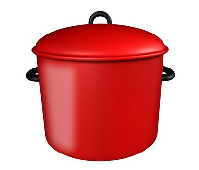 3D rendering of red saucepan isolated on white