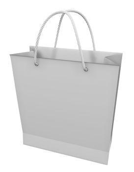 3D rendering of white shopping bag isolated on white