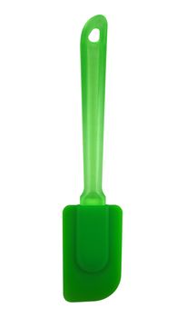 Green silicone kitchen spatula isolated on white with Clipping Path
