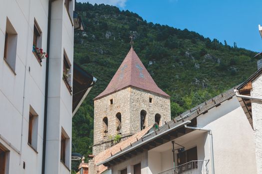 architectural detail of Bielsa Church, Spain