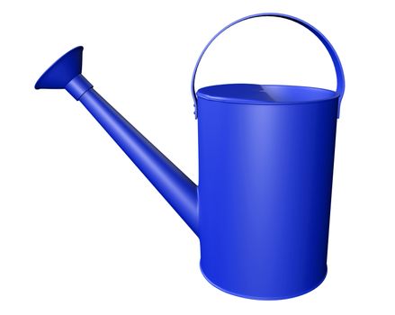 3D rendering of blue watering can isolated on white