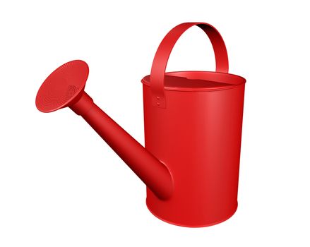 3D rendering of red watering can isolated on white