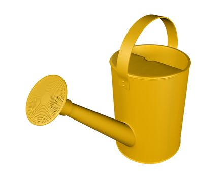 3D rendering of yellow watering can isolated on white