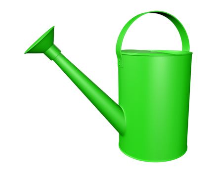 3D rendering of green watering can isolated on white