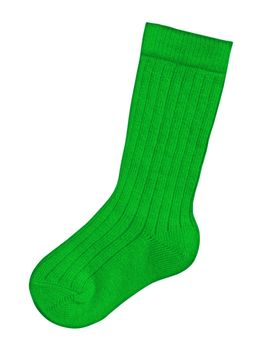 Green wool sock isolated on a white background with clipping path.