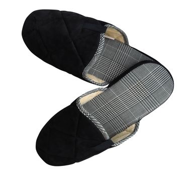 Woolen black slippers isolated on white background. Clipping Path included.