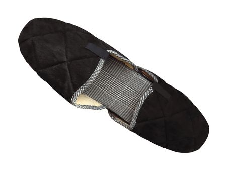 Woolen black slippers isolated on white background. Clipping Path included.