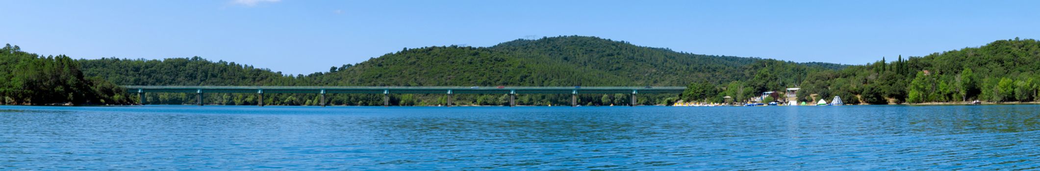 Lake St Cassien in the South of France with beautiful blue sky and water