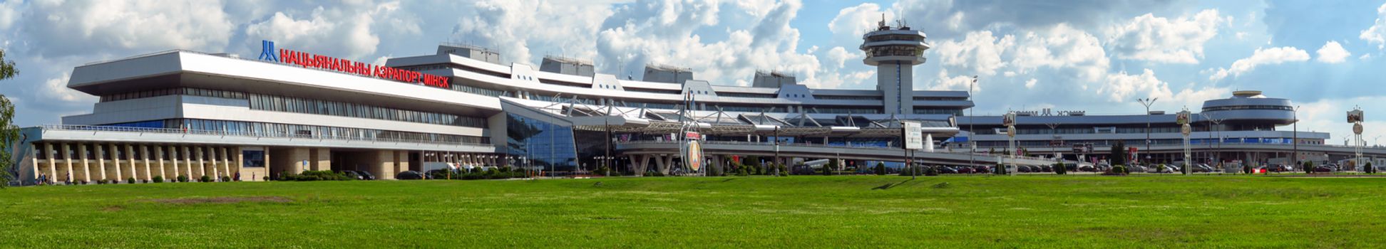 Minsk, Belarus - July 14, 2018: Panoramic view of National Airport. It is the main international airport in Belarus.