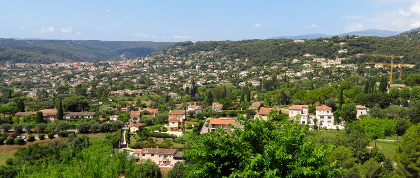 Panoramic landscape near the village Saint-Paul-de-Vence, Provence, South France.