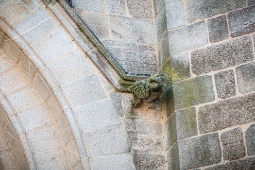 detail of a gargoyle in Saint Jean-Baptiste church in Montaigu, France