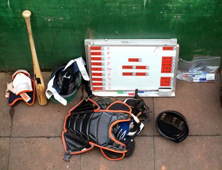 PINGTUNG, TAIWAN, APRIL 8: A view of the dugout during a Pro Baseball game of the President Lions against the Lamigo Monkeys. The Lions won 2:0 on April 8, 2012 in Pingtung.  