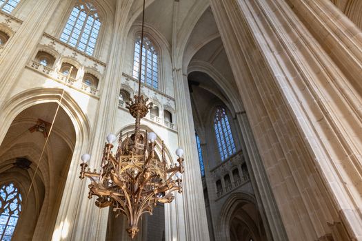 Nantes, France - September 29, 2018: Architecture detail of the interior of Saint Pierre Cathedral in Nantes on a summer day