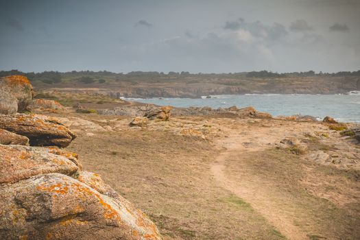 famous hiking trail GR80 on the island of yeu in France