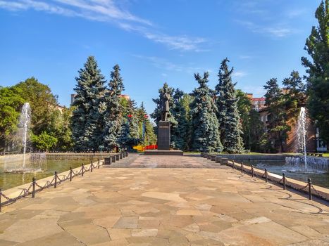 Alley in the city park in summer, Almaty, Kazakhstan