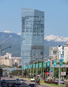 ALMATY, KAZAKHSTAN - MAY 14, 2017: The Ritz-Carlton Hotel from Al-Farabi street in Almaty, Kazakhstan. It is a complex of buildings of Business Centre of Esentai Tower.

Almaty, Kazakhstan - May 14, 2017: The Ritz-Carlton Hotel from Al-Farabi street in Almaty, Kazakhstan. It is a complex of buildings of Business Centre of Esentai Tower.