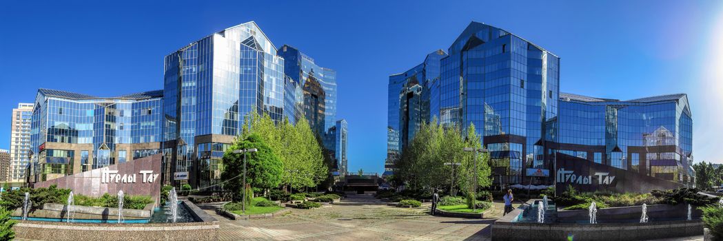 ALMATY, KAZAKHSTAN - MAY 14, 2017: Panoramic view of Business Center Nurly Tau. Made in the style of Hi-Tech, repeating silhouettes of mountains Zailisky Alatau. Construction company - Basis A.

Almaty, Kazakhstan - May 14, 2017: Panoramic view of Business Center Nurly Tau in Almaty, Kazakhstan. Made in the style of Hi-Tech, repeating silhouettes of mountains Zailisky Alatau. Construction company - Basis A.