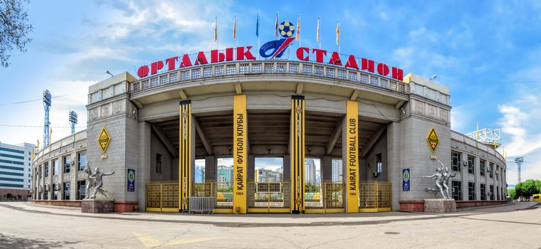 ALMATY, KAZAKHSTAN - MAY 21, 2017: Central Stadium in the historic centre of Almaty city, Kazakhstan. Almaty is the largest city in Kazakhstan, and was the country's capital until 1997.

Almaty, Kazakhstan - May 21, 2017: Central Stadium in the historic centre of Almaty city, Kazakhstan. Almaty is the largest city in Kazakhstan, and was the country's capital until 1997.