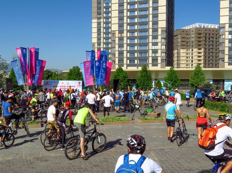 ALMATY, KAZAKHSTAN - MAY 14, 2017: Urban cycling marathon in the streets of the Almaty city. This is a periodically held event in the city.

Almaty, Kazakhstan - May 14, 2017: Urban cycling marathon in the streets of the Almaty city. This is a periodically held event in the city.