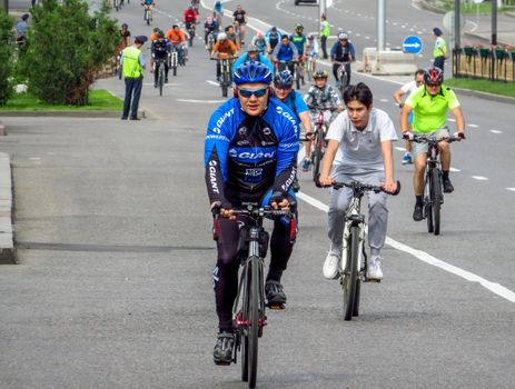 ALMATY, KAZAKHSTAN - MAY 21, 2017: Urban cycling marathon in the streets of the Almaty city. This is a periodically held event in the city.

Almaty, Kazakhstan - May 21, 2017: Urban cycling marathon in the streets of the Almaty city. This is a periodically held event in the city.