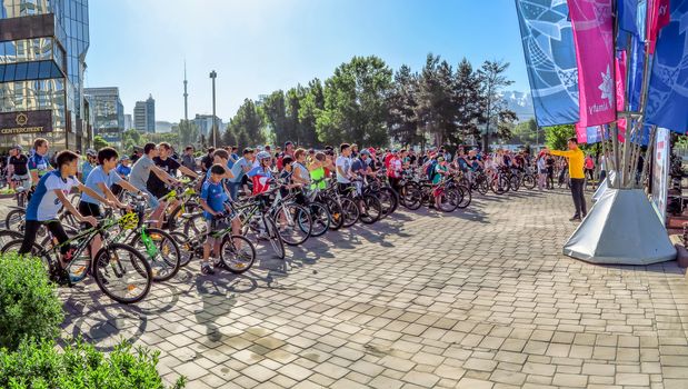 ALMATY, KAZAKHSTAN - MAY 14, 2017: Urban cycling marathon in the streets of the Almaty city. This is a periodically held event in the city.

Almaty, Kazakhstan - May 14, 2017: Urban cycling marathon in the streets of the Almaty city. This is a periodically held event in the city.