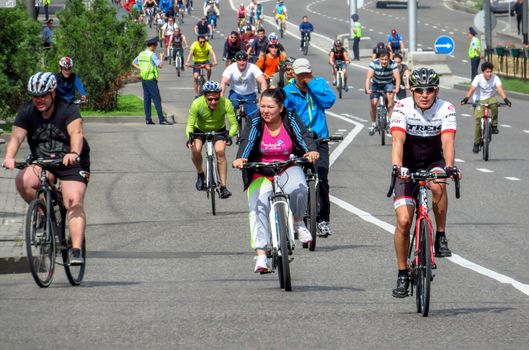 ALMATY, KAZAKHSTAN - MAY 21, 2017: Urban cycling marathon in the streets of the Almaty city. This is a periodically held event in the city.

Almaty, Kazakhstan - May 21, 2017: Urban cycling marathon in the streets of the Almaty city. This is a periodically held event in the city.