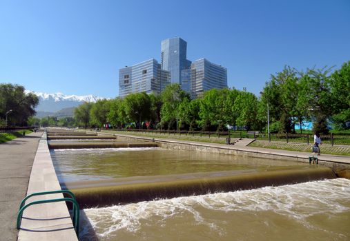 ALMATY, KAZAKHSTAN - MAY 12, 2017: Esentai river in the city centre of Almaty, Kazakhstan

Almaty, Kazakhstan - May 12, 2017: Esentai river in the city centre of Almaty, Kazakhstan