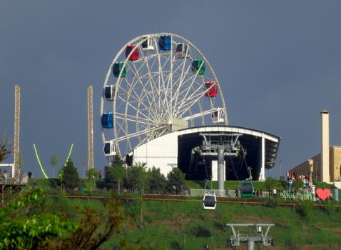 ALMATY, KAZAKHSTAN - MAY 7, 2017: Ferris wheel at Koktobe hill, Almaty, Kazakhstan

Almaty, Kazakhstan - May 7, 2017: Ferris wheel at Koktobe hill, Almaty, Kazakhstan