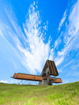 3Ds render of container office building which have blue sky as background